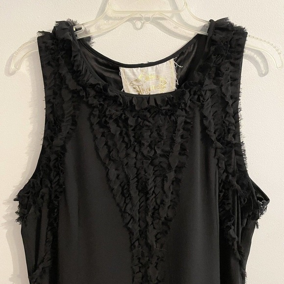 Modcloth Knitted Dove Large Silk Ragged Ruffle Dress Black Sleeveless Re… - Picture 2 of 8